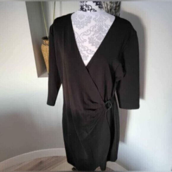 M.I.K.O Black Wrap Midi Dress NEW Sz XL 12-14 - Picture 8 of 9